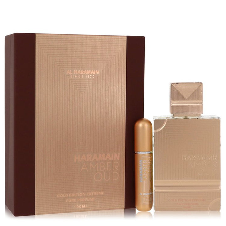 Al Haramain Amber Oud Gold Edition Extreme by Al Haramain For Women Gift Set 3.4 oz 3.4 Pure Perfume Spray + 0.34 oz Refillable Spray   