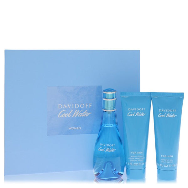 Cool-Water-by-Davidoff-For-Women Gift Set  3.4 oz Eau De Toilette Spray + 2.5 oz Body Lotion + 2.5 oz Shower Gel 