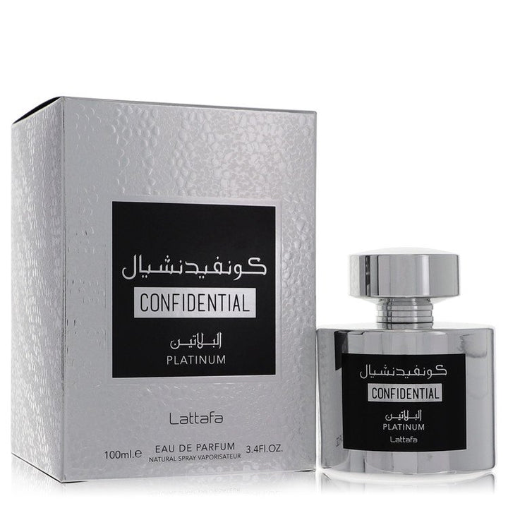 Lattafa Confidential Platinum by Lattafa For Men Eau De Parfum Spray (Unisex) 3.4 oz