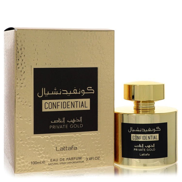 Lattafa Confidential Private Gold by Lattafa For Men Eau De Parfum Spray (Unisex) 3.4 oz