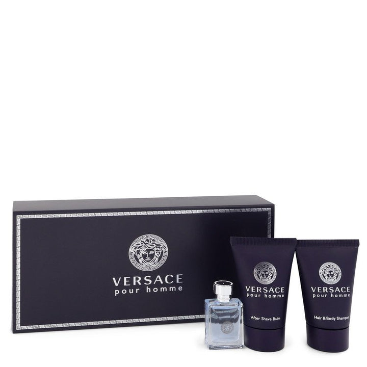 Versace-Pour-Homme-by-Versace-For-Men Gift Set  .17 oz Mini EDT + .8 oz After Shave Balm + .8 oz Hair + Body Shampoo 