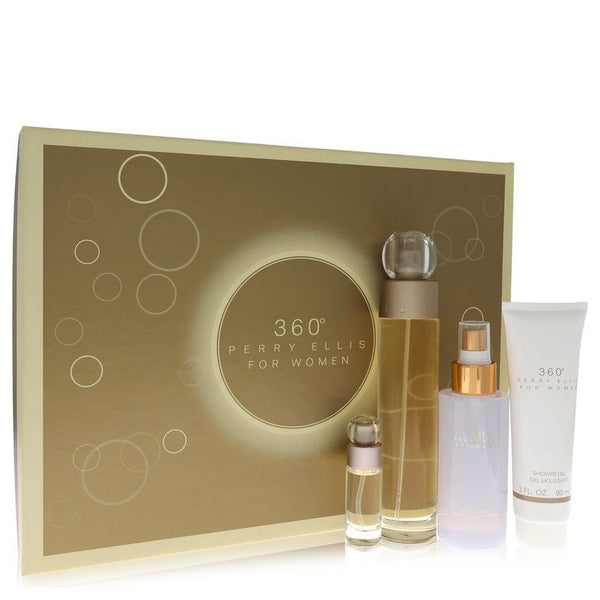 perry ellis 360 by Perry Ellis Women Gift Set -- 3.4 oz Eau De Toilette Spray + 4 oz Body Mist + 3 oz Shower Gel + .25 Mini EDT Spray