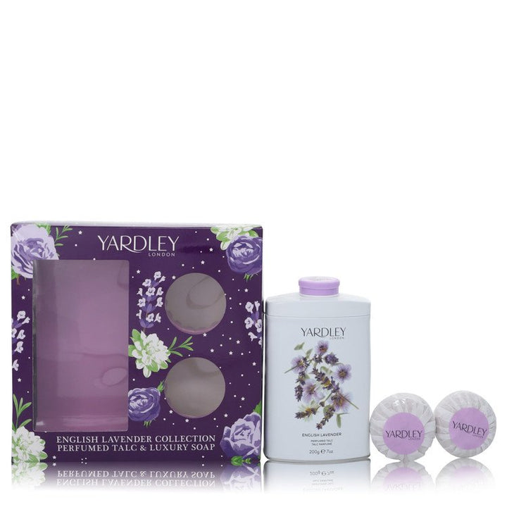 English Lavender by Yardley London For Gift Set -- 7 oz Perfumed Talc + 2-3.5 oz Soap