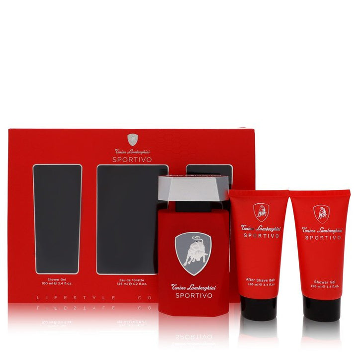 Lamborghini Sportivo by Tonino Lamborghini For Gift Set -- 4.2 oz Eau De Toilette Spray + 3.4 oz Shower Gel + 3.4 oz After Shave Balm