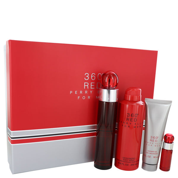 Perry Ellis 360 Red by Perry Ellis For Gift Set -- 3.4 oz Eau De Toilette Spray + .25 oz Mini EDT Spray + 6.8 oz Body Spray + 3 oz Shower Gel