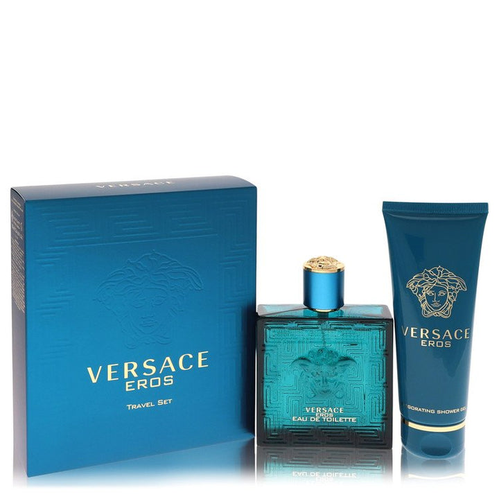 Versace Eros by Versace For Gift Set -- 3.4 oz Eau De Toilette Spray + 3.4 oz Shower Gel